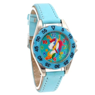 Fako® - Kinderhorloge - Eenhoorn - Unicorn - Regenboog - Lichtblauw