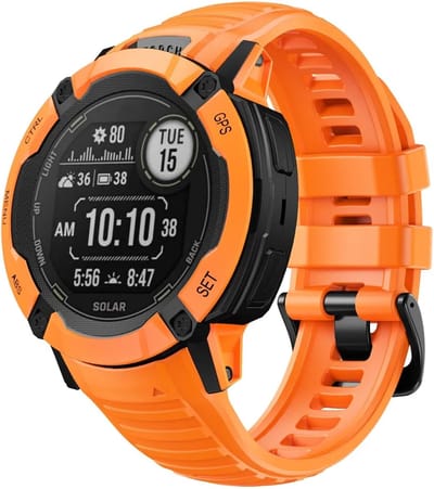Strap-it Siliconen smartwatch bandje met gespsluiting - geschikt voor de grotere Garmin Instinct 2x (oranje)