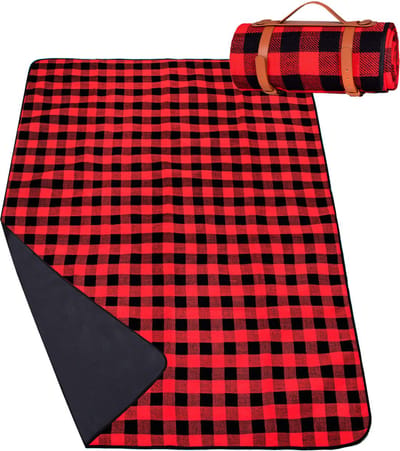Springos Picknickkleed | Picknickdeken | Buitenkleed | Picknick | 200 x 150 cm | Zwart/Rood
