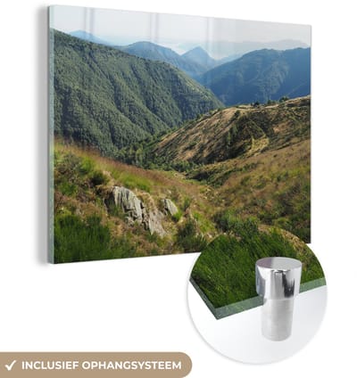 ® Glasschilderij 160x120 cm - Schilderij acrylglas - Diepe bergvalleien in het Nationaal park Val Grande in Noord Italië - Foto op glas - Muurdecoratie woonkamer - Wanddecoratie slaapkamer - Schilderijen