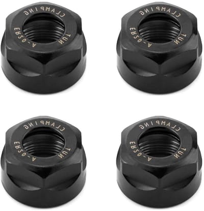 4 Stuks ER20-A Type M25 Collets met Zeskantmoeren voor CNC Frezen, Zwart, Precisie Gereedschap