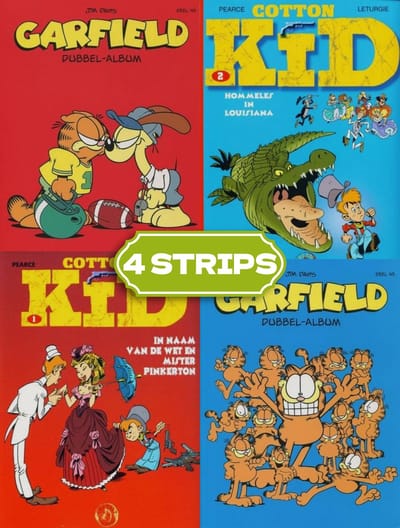 4 verschillende Stripboeken - Humor Avontuur Strippakket - Stripboek Nederlands Vakantieboek Tijdschrift - Suske en Wiske / Kuifje / Asterix en Obelix / Blake en Mortimer / Lucky Luke / Blauwbloezen / Roodbaard / Rode Ridder / Robbedoes - Comic Book