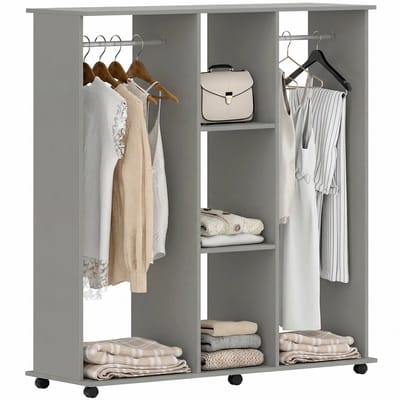 HOMCOM-Kledingkast-Spaanplaat-120x40x128cm-Grijs