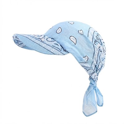 Bandana met klep – unisex bandana cap in lichtblauw – comfortabele bandana hoed met zonneklep – paisley print