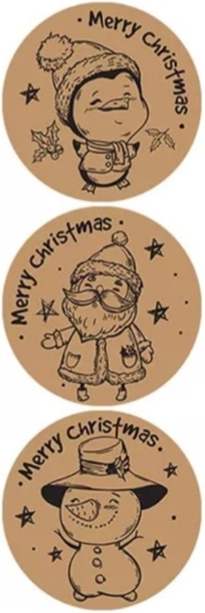 Kerst stickers "MERRY CHRISTMAS" - 50 stuks - Multiplaza - 4 soorten - promoten bedrijf - groet - bedankje - Webshop - pakket - post - kado