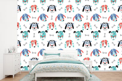 Behang - Fotobehang Jongens - Patronen - Hond - Breedte 360 cm x hoogte 240 cm