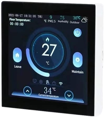 Slimme Thermostaat - Verwarmingsthermostaat Vloerverwarming - Energie Besparen - App Bediening - 86x86x15 mm - Zwart