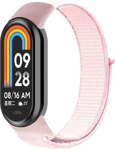 By Qubix - Sport loop nylon bandje - Lichtroze - Geschikt voor Xiaomi Smart Band 8 / 9 / 10