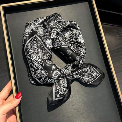 Zijden Vierkante Sjaal Dames Nek Bandana Moerbei Sjaals Vrouwelijke Neckerchief Mode Hoofddoek Sjaal Wikkel Hijab Real Silk 53x53cm gray