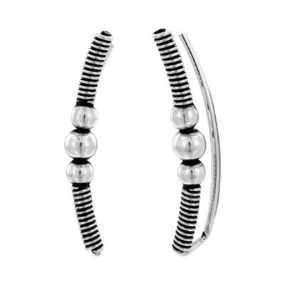 WeLoveSilver - Zilveren ear climber - Gedraaide banden - Bolletjes