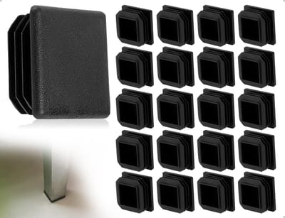 Set van 20 Plastic Einddoppen voor Vierkante Buizen - Slat Stoppers, Beschermcovers en Eindkappen (Zwart, 25 x 25 mm)