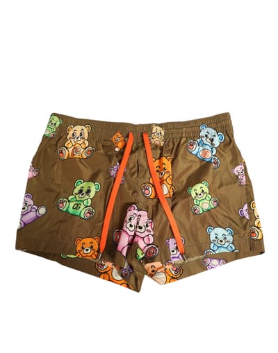 Dolce & Gabbana Bruine Multicolor Teddybeer Heren Shorts Badkleding
