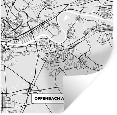 Muurstickers - Sticker Folie - Duitsland - Plattegrond - Offenbach Am Main - Kaart - Stadskaart - 100x100 cm - Plakfolie - Muurstickers Kinderkamer - Zelfklevend Behang XXL - Zelfklevend behangpapier - Stickerfolie