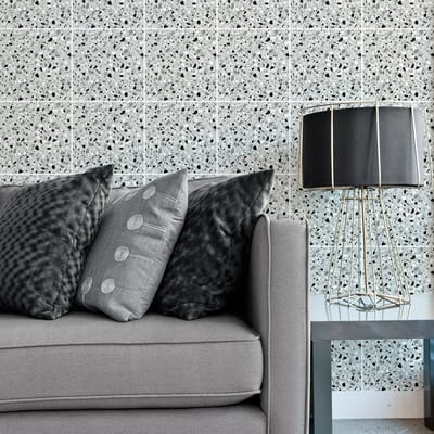 Zelfklevende tegelmuurstickers voor keuken en badkamer - 9 LEONIO TERRAZZO TEGELSTICKERS - 9 stickers 10x10cm