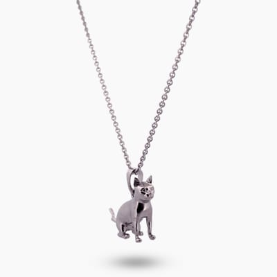 Pinchme Charms - Zittende Kat Bedel - Echt zilver - Handgemaakt in Nederland - Luxe cadeauverpakking - Ketting Sieraden