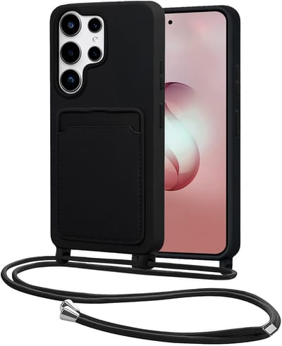Hoes Geschikt voor Samsung S26 Ultra Met Telefoonkoord - Siliconen Hoesje Backcover Met Ketting - Zwart