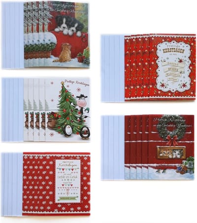 Kerstkaarten – 25 Stuks - Prettige Kerstdagen – 10 x 14 cm – K-189
