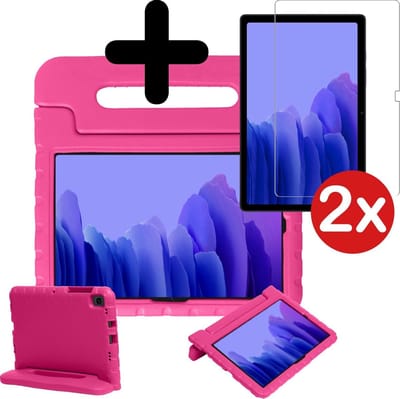Hoesje - Geschikt voor Samsung Galaxy Tab A7 (2020) - Met 2x Screenprotector - Kinderhoes - Shockproof Bumper - Kidsproof Case - Tablethoes - Kinder Hoes Cover - Roze