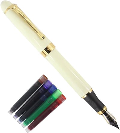 Luxe vulpen met Jinhao M nib en 18 KGP afwerking - Elegante schrijfstijl in blauw met kurven