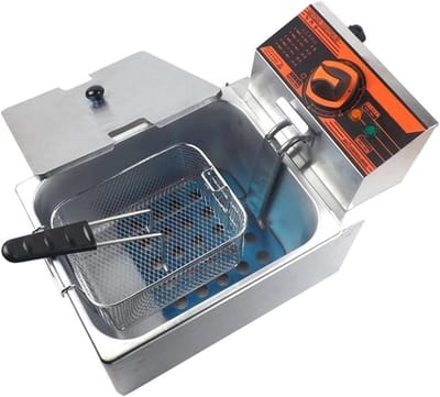 Elektrische Friteuse - Frituurpan Keuken - Frietjes Bakken - Omkeerbare Branderkop - 6L 2.5KW - Zilver