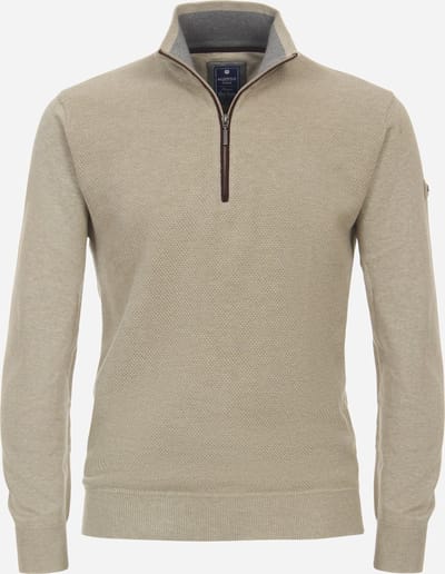 Redmond heren schipperstrui katoen - opstaande kraag - beige (middeldik)
