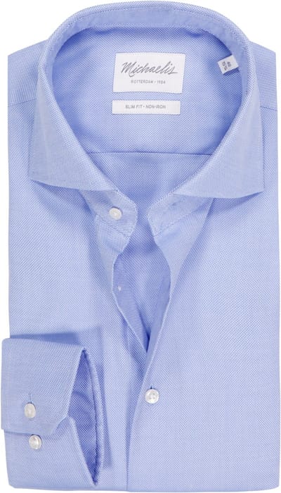 Michaelis slim fit overhemd - Oxford - lichtblauw - Strijkvrij - Boordmaat: 40 (EU maat: M)