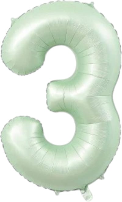 Folieballon mintgroen cijfer 3 80 centimeter