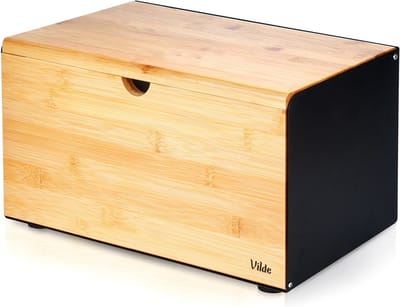 Broodtrommel Houten Metalen Zwart Dubbele Deksel 35,5x22x20,5 cm - Doos - Box