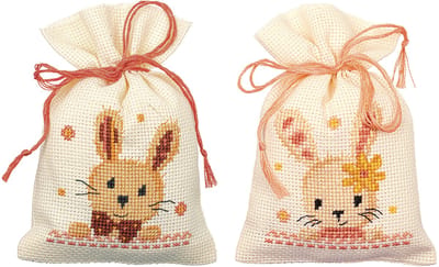 Vervaco - Kruidenzakje kit - Lieve konijntjes set van 2 - PN-0187953 - Borduren - Borduurpakket - Borduurpakket volwassenen - Borduurpakket kind