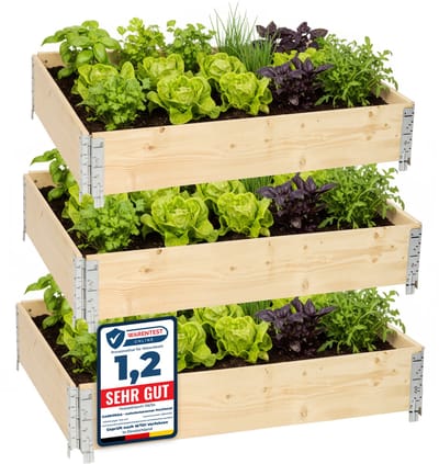 Garronda Kweekbak Palletrand 3-Pack 120x80x20cm - Natuurlijk - Bloemen - Kruiden - Palletframe - Natuurlijke Verhoogde Bloembedden - GD-BUD-PAL