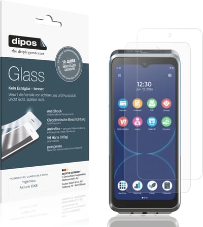 dipos – 2x Matte Pantserfolie geschikt voor Ingenico Axium DX8 | 9H Screenprotector
