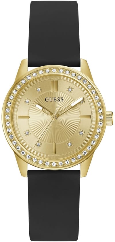 Guess Margo Quartz Analoog Horloge Zwart Kast Gemaakt Van 100% Roestvrij Staal En Een Armband Van 100% Siliconen 36 GW1030L2