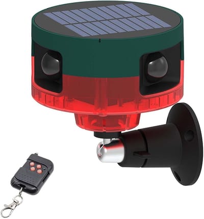 Zonne Alarm - Bewegingsmelder Sirene - Beveiliging Buiten - Opneembare Melding - 129dB Geluid - Rood