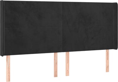 vidaXL - Hoofdbord - met - randen - 203x16x118/128 - cm - fluweel - zwart