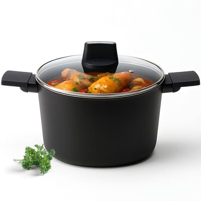 Lomera Braadpan - Braadpan met Deksel - Braadpan Inductie - Casserole Pan - Casserole Pan met Deksel - Kookpot met Deksel - Kookpan met Deksel - Stoofpan - Sudderpan - Braadpan Zwart - Braadpan Keramisch - Braadpan Pfoa Vrij