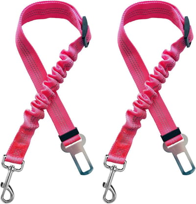 Huisdier Auto Harnas - Veiligheidsgordel Hond - Veilig Reizen - Verstelbaar Bungee Touw - 60-100 cm - Roze