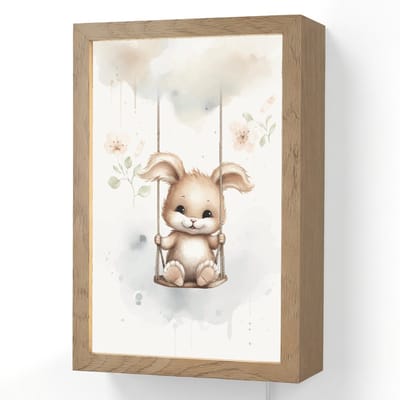 Wandlamp 20x30 cm - Oplaadbaar - Konijn - Baby dier - Kinderen - Wandlampen binnen woonkamer - Slaapkamer lamp met kabel - Decoratieve nachtlamp - Vloerlamp snoer