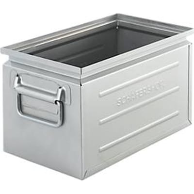Schäfer Shop Select stapelbak, inhoud 13,4 l, 80 kg, inklapbare handgrepen, L 379 x B 207 x H 200 mm, plaatstaal, elektrolytisch verzinkt