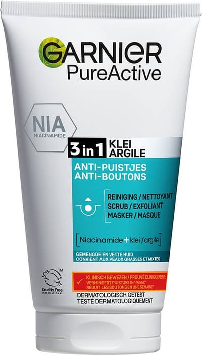 GARNIER SkinActive PureActive 3in1 Reiniging met Klei