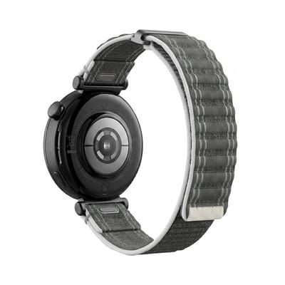 Stravo 18mm Nylon Wave Bandje met Klittenband – Easy Fit – Geschikt voor Garmin Vivoactive 4S / Vivomove 3S / Venu 2S / Venu 3S / Venu 4 41mm / Forerunner 255S / 265S – Sportbandje voor Huawei Watch GT 5 (42mm) / GT 5 Pro 42mm / GT 6 (41mm) – Grijs