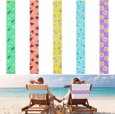 5 Stuks Strandstoel Handdoekbanden - Elastische Handdoekklemmen voor Strand - Kleurrijke Handdoekhouders voor Strandstoelen - Strandmanden en Ligstoelen - Geschikt voor Strand - Zwembad en Terras