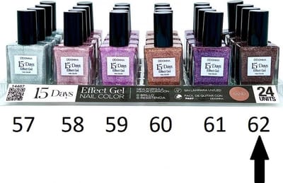 D'Donna - 15-Days Effect Gel Nagellak Zandstructuur - Transparant bruin met multi gekleurde glitters - 1 Flesje met 16 ml. inhoud - Nummer 62