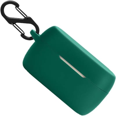 Shockproof Silicone Hoesje voor Jabra Elite 4 - Beschermende Case met Sleutelhanger en Duurzaam Design (Donkergroen)