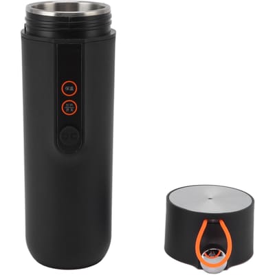 Tasse Chauffante 460ml Isolation Thermique 12H Acier Inoxydable Voyage Voiture Chauffante Tasse Électrique L noir