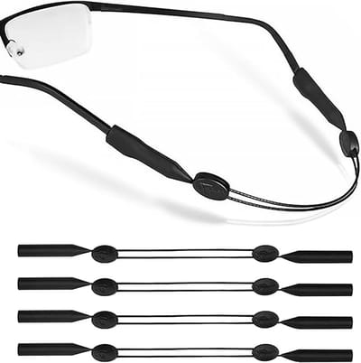 4 stuks brillenkoord, sportbrillenkoord, verstelbare brillenkoorden, antislip brillenkoord met afgeronde uiteinden, brillenkoord voor heren, dames en kinderen, zwart