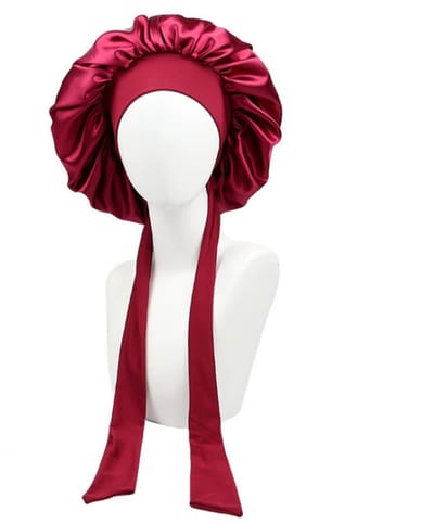 Actie4you® - Bonnet - Brede Elastische Lange Band - Slaapmuts Satijn - Hoofddeksel - Unisex – Haarnet - Bordeaux
