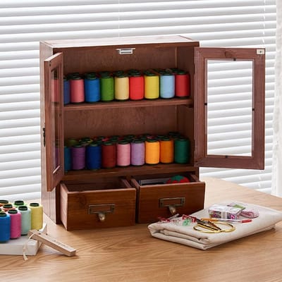 Houten Naaimand - Naaiset Doos - Kleding Repareren - Drie Laags Opslag - 307x12x36cm - Naturel