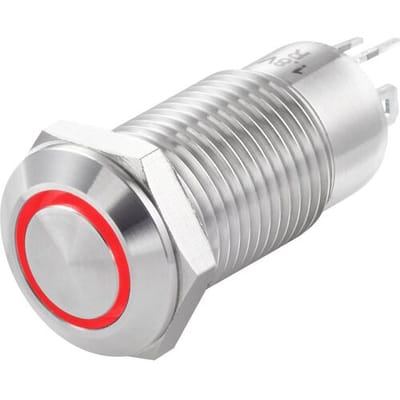 TRU COMPONENTS TC-7494672 TC-GQ12-CH-10ZE/J/R/12V/S Druktoets 36 V/DC 1 A 1x uit/aan Continu Rood IP40 1 stuk(s)