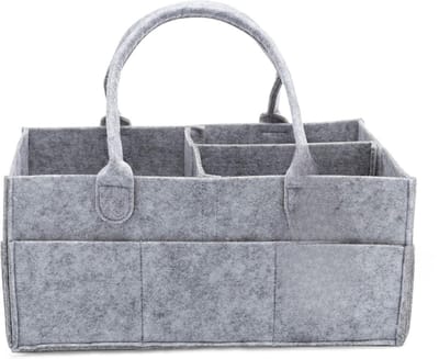Famanu - Luier Caddy Opbergtas voor de babykamer en auto-organizer voor luiers en babydoekjes, grijs, groot