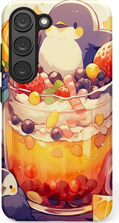Casetastic Hoesje Geschikt voor Samsung S23 - Stijlvolle Beschermende Duo-layer Case - pinguïn Cocktail